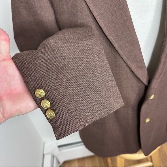 Vintage Stafford Brown Gold Button Hopsack Blazer - Picture 8 of 12
